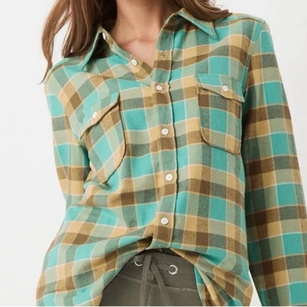Spell Maverick Flannel in Turquoise Size M
